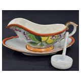 Trico, iridescent Art Deco Sauce Boat with Dish, Trico, iridescent Art Deco Sauce Boat with Dish,