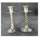 (2) Silver-plated Brass Candle Holders (2) Silver-plated Brass Candle Holders