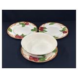3 Franciscan Apple Plates & Bowl Dish 3 Franciscan Apple Plates & Bowl Dish