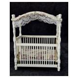 Wooden Dollhouse Miniature White Canopy Crib Wooden Dollhouse Miniature White Canopy Crib