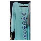 Mudpie Teal & Blue Stitched  Tunic Sz Large Mudpie Teal & Blue Stitched  Tunic Sz Large