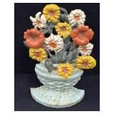 ANTIQUE CAST IRON FLOWER BASKET DOORSTOP ANTIQUE CAST IRON FLOWER BASKET DOORSTOP