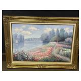 Jean Paul Martinez Oil on Canvas of a Waterfront Jean Paul Martinez Oil on Canvas of a Waterfront