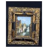 Oil Painting Depicting a European City Street Oil Painting Depicting a European City Street