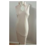 Calvin  Klein Ruffle V-neck Sleeveless Sheath Pink Calvin  Klein Ruffle V-neck Sleeveless Sheath Pink