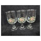 Set of (3) Pfaltzgraff Tea Rose Stemmed Goblets Set of (3) Pfaltzgraff Tea Rose Stemmed Goblets