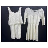 (2) Ivory Knee Height Dresses Size S & M (2) Ivory Knee Height Dresses Size S & M