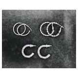 (3) Prs Silver Tone Earrings (3) Prs Silver Tone Earrings