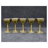 (5) Heavy Brass Wine Goblets (5) Heavy Brass Wine Goblets