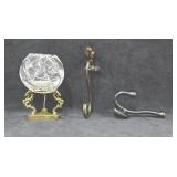 Vintage Cut Crystal Glass Rose Bowl w/Brass Vintage Cut Crystal Glass Rose Bowl w/Brass