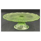 Vintage Vaseline Glass Cake stand Vintage Vaseline Glass Cake stand