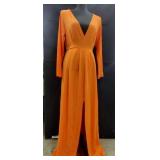 Orange V Plunge Cocktail Dress Floor Length Sz 10 Orange V Plunge Cocktail Dress Floor Length Sz 10
