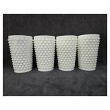 (4) 10 Oz Fenton Hobnail Milk Glass Tumblers (4) 10 Oz Fenton Hobnail Milk Glass Tumblers