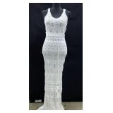Venus Long White Crochet Beach Dress Sz Med Venus Long White Crochet Beach Dress Sz Med