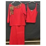 St.John 3 Piece Sweater Pant Set with a Leopard St.John 3 Piece Sweater Pant Set with a Leopard