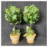 (2) Faux English Ivy Topiary Trees (2) Faux English Ivy Topiary Trees