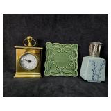 Small Clock, Lamp Berger & Green Ceramic Square Small Clock, Lamp Berger & Green Ceramic Square
