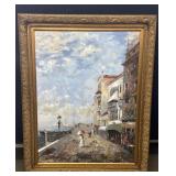 Signed Painting Depicting a Venetian Canal Scene Signed Painting Depicting a Venetian Canal Scene
