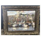 Signed Delia Painting titled "Harbor Bay" or Signed Delia Painting titled "Harbor Bay" or