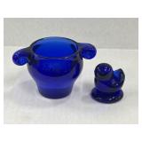 Cobalt Blue Glass Creamer & Bluebird of Happiness Cobalt Blue Glass Creamer & Bluebird of Happiness