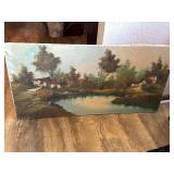 Signed Landscape Oil on Canvas 47"x24"