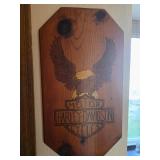 Hand Carved Wooden Harley Davidson Eagle Plaque