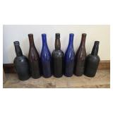 (7) Antique Glass Bottles of Various Sizes &