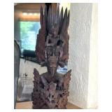 Hand Carved Wooden Statue of Vishnu Riding