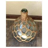 Glass Bottle Vase with Jute Twine Fishnet Design