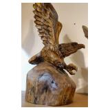 LARGE HAND CARVED WOODEN EAGLE STATUE