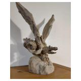 Large Unfinished Handcarved Wooden Dragon Statue