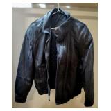 JOHN ASHFORD Brand Black Leather Jacket Sz L
