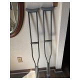 PAIR OF ADULT SIZE ALUMINUM METAL CRUTCHES