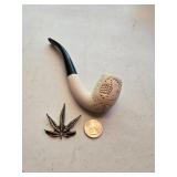 Meerschaum Pipe & Metal Marijuana Pin