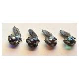 (4) Pewter Eagles w/Glass Colored Balls