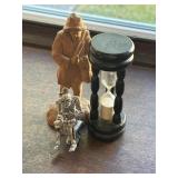 Rubber Skeleton Keychain, Hourglass & Wooden Hand