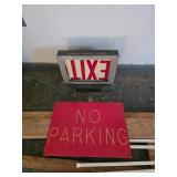 "Exit"  & "No Parking" Signs