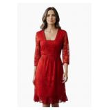 Reba Red Lace Dress Sz MD
