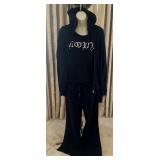 Sz M/L Twisted Heart 3 Pc Set Black Tracksuit