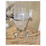 8"ï¿½4" Thick Glass Vase w/Brass Stand