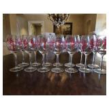 Set of (14) Crystal Hand Painted Wine Glasses