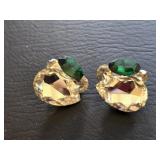 Large Faceted Teardrop Savorski Crystal & Green