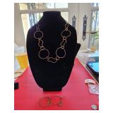 Funky Shaped Metal Necklace & Earrings