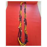 Very Long 5-Strand Colorful Beaded Necklace