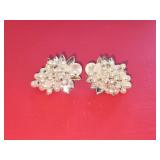 Vintage Faux Pearl and Rhinestone Clip-On Earrings