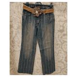 Christopher Blue Striped Jeans Sz 8 with Belt