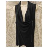 red 23 Drape Sleeveless Black Zipper Top Sz MD