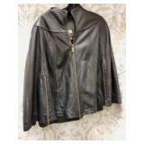KOOBA Ladies Brown Leather Zippered Cape Sz Med
