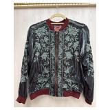 Sz: M Johnny Was Embroidered Velvet Bomber Jacket