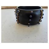 Wooden Carved Cuff Bracelet w/Gold Tone B